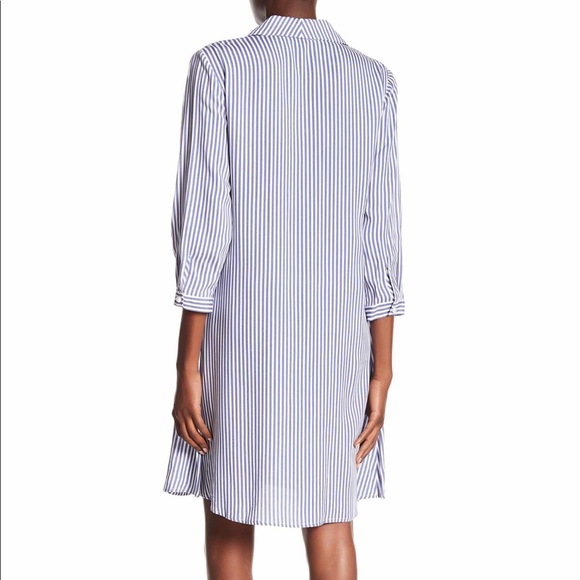 MSK Challis Striped Shirt Dress w Pearl Button - Picture 2 of 2